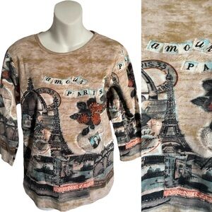 ARTSCAPES Chic Beaded PARIS and VENICE Italy Postcard Print TOP Size Medium